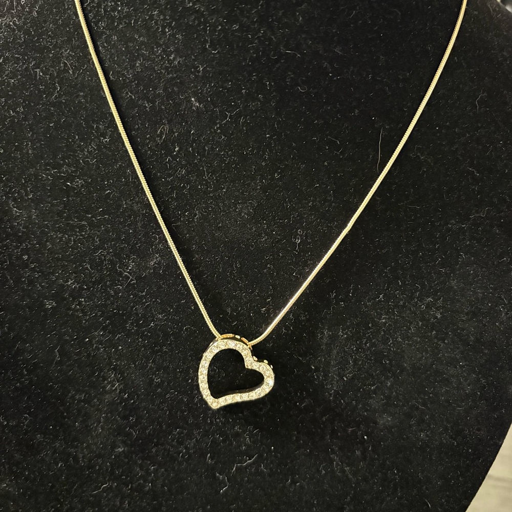 Swarovski Elements gold tone floating heart pendant new